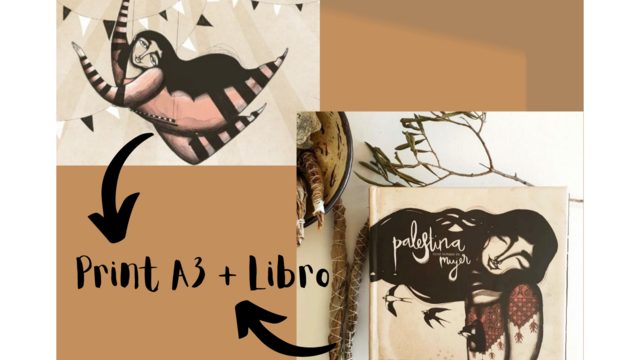 طباعة A3 "فنان الأرجوحة" بواسطة Iris Serrano + كتاب "فلسطين لها اسم امرأة"