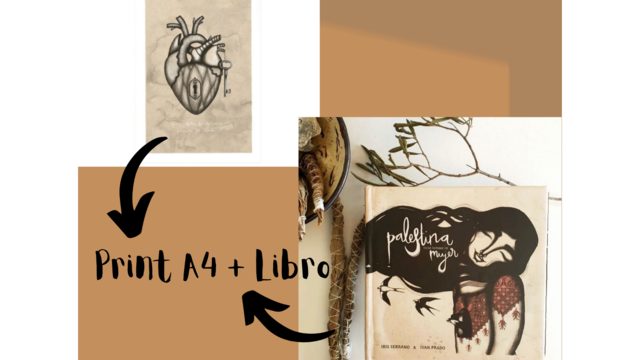 طباعة A4 "القلب" بواسطة Iris Serrano + كتاب "فلسطين لها اسم امرأة"