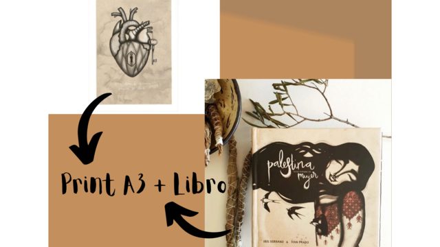 طباعة A3 "قلب" بواسطة Iris Serrano + كتاب "فلسطين لها اسم امرأة"