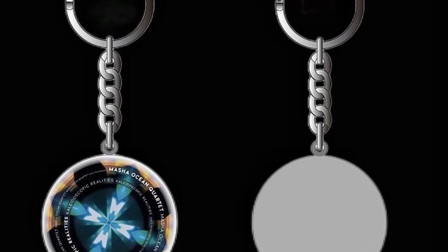 Metal keychain with the design "Kaleidoscopic Realities"