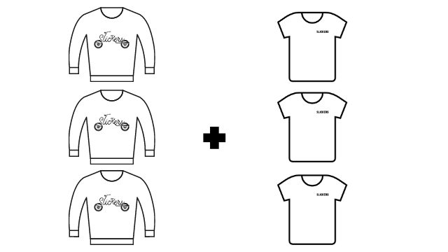 Pack 3 sudaderas + 3 camisetas colección KM 0