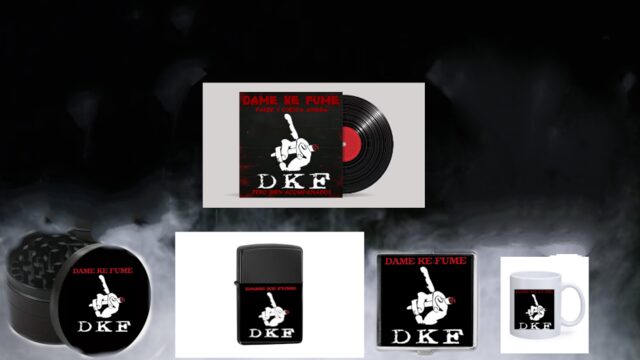 Vinil i pack dame ke fume tassa, pitillera, encender i grinder. També descàrrega digital