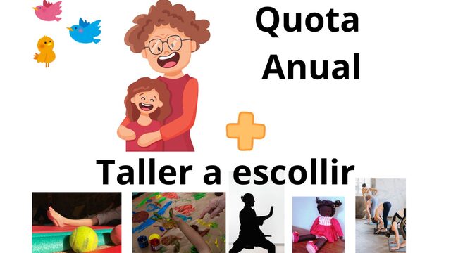 Quota de socis Anual: Accés setmanal a l'espai El Teu Balancí + Accés a un TALLER CREATIU amb CANGURATGE 