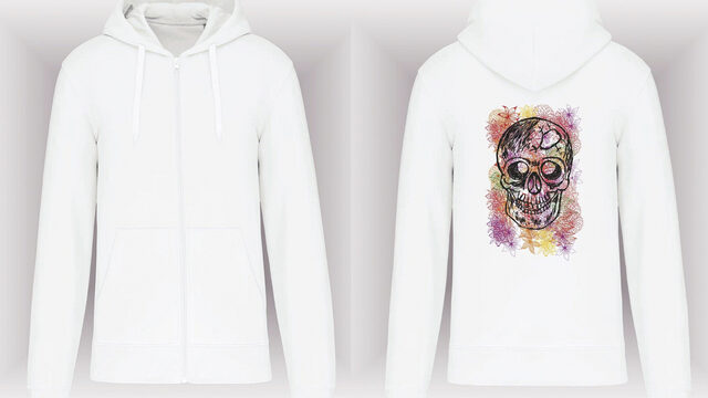 ĀMARA’A AM02 – Calavera Zip-Up Hoodie in White