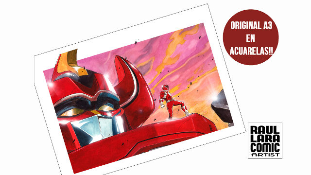 ORIGINAL A3 ACUARELA RED RANGER 