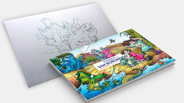 Libro "Atrapados en San Borondón" + ilustración original del libro, a lápiz - Dragón chaparrito.