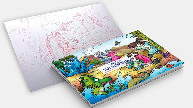 Libro "Atrapados en San Borondón" + Ilustración original del libro, a lápiz - Dragón arborícola