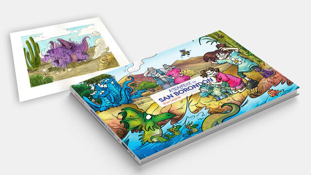 Libro "Atrapados en San Borondón" + ilustración original A5 a color en acuarela.