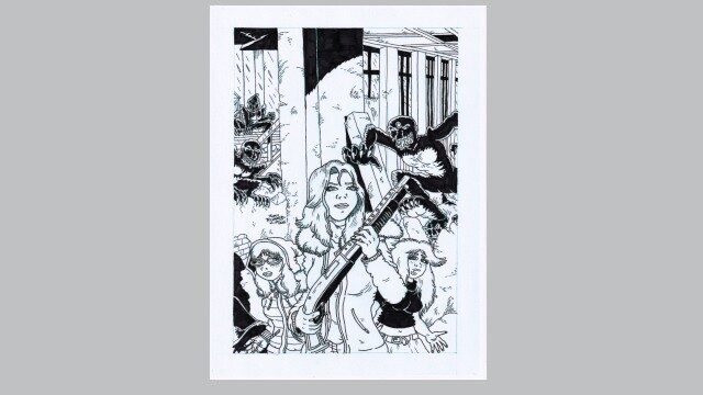 DIBUJO ORIGINAL POSTER REALISTA 2 A TINTA 