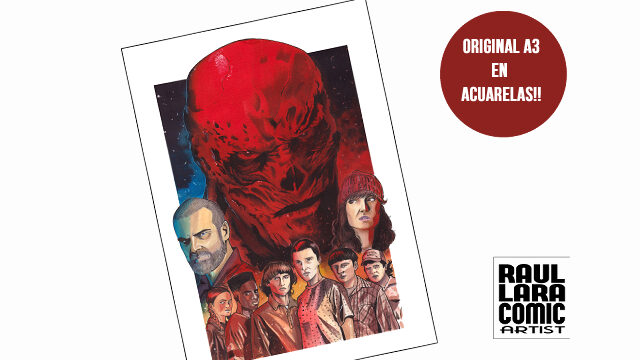  ORIGINAL A3 ACUARELA STRANGER THINGS