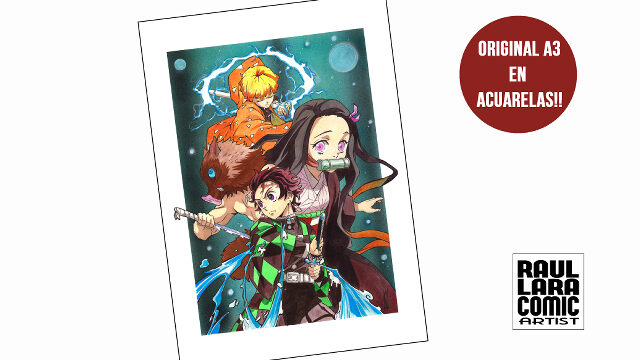  ORIGINAL ACUARELA DEMOND SLAYER