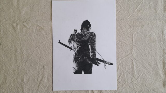 Ilustración original "Perseo de espaldas"