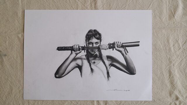 Ilustración original "Perseo con espada"