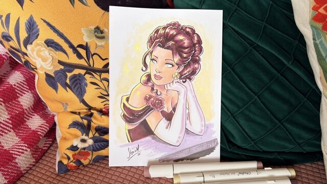 Original a rotulador de Victoria en el baile de palacio