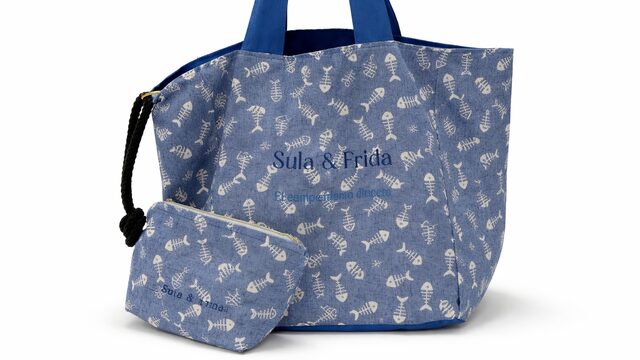 Conjunto Sula & Frida compuesto por bolso de playa y neceser a juego.