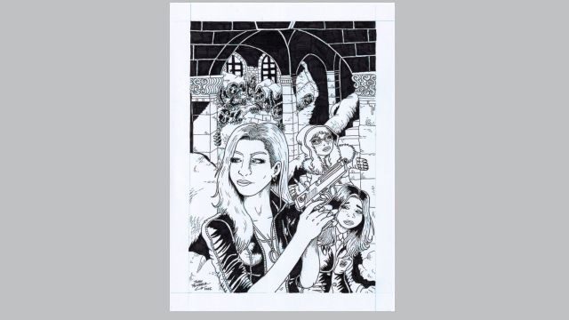 DIBUJO ORIGINAL POSTER REALISTA 4 A TINTA