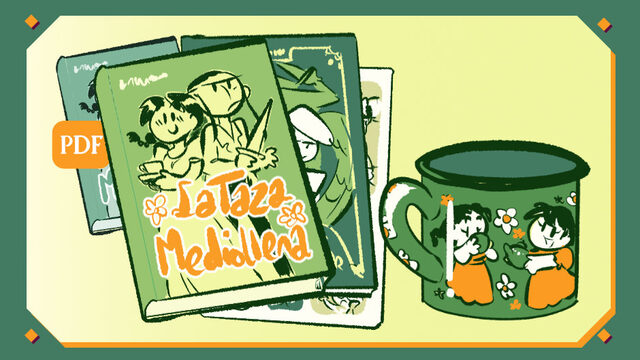 Cómic + pegatinas + minicómic + taza