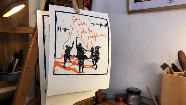 Làmina litografiada de "La veu de la infància"