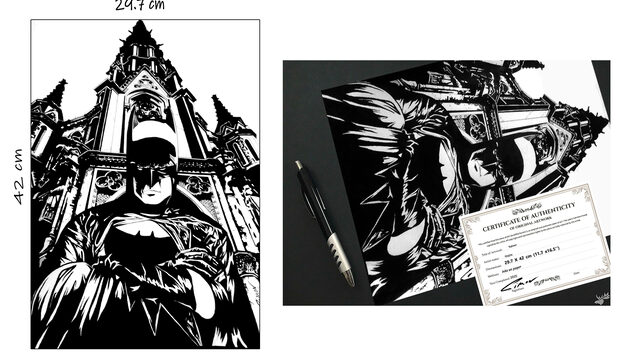 Original DIN A3 Batman, a tinta.