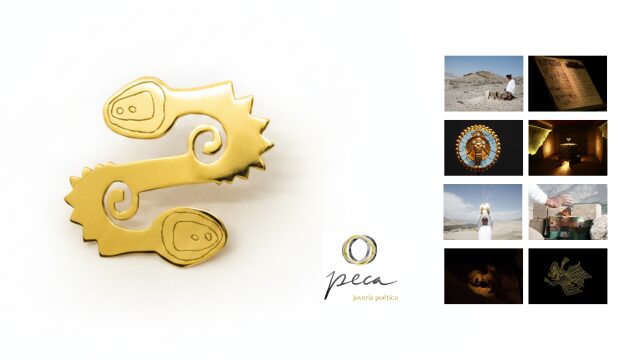 Borche de plata bañada en oro Serpiente Bicéfala Rijkrallpa + 8 postales