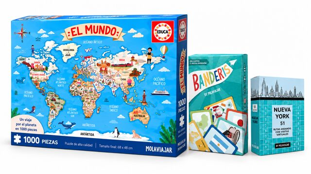 PACK PUZZLE + JUEGO BANDERIS + CAJA NY