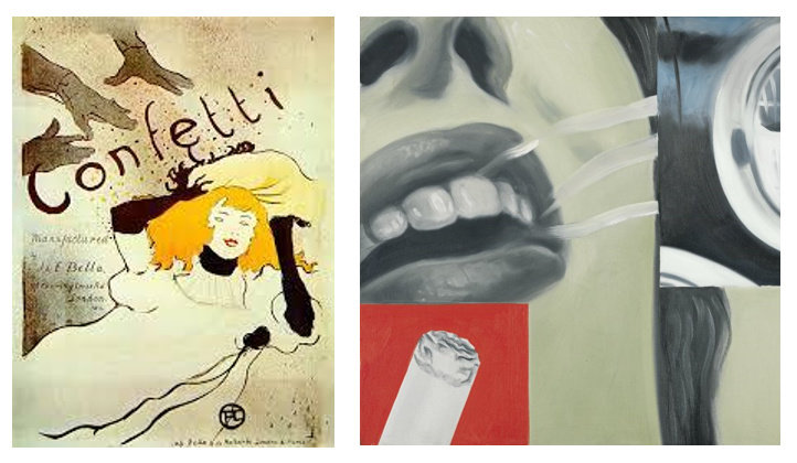 “Confetti”, Toulouse Lautrec.        “Vidrio ahumado”, James Rosenquist.