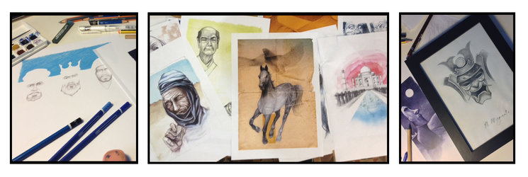 Dibujos originales en carbonilla