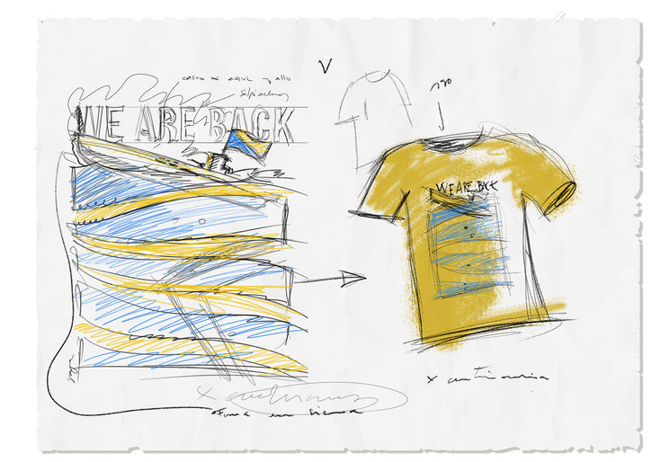 Primer boceto ilustración y camiseta