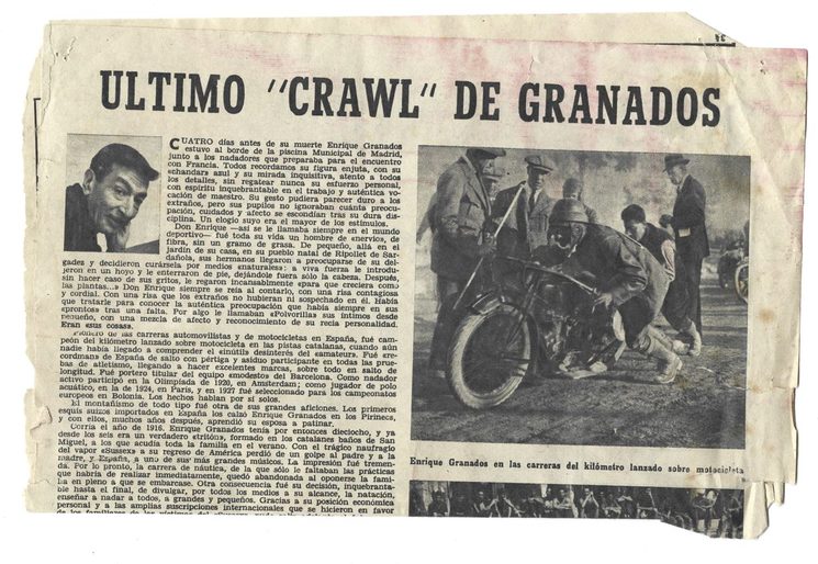 Recorte de periódico sobre Enrique Granados Gal