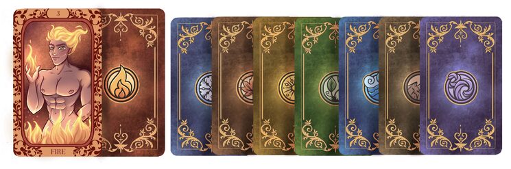 Colección de cartas 4 elementos / 4 estaciones