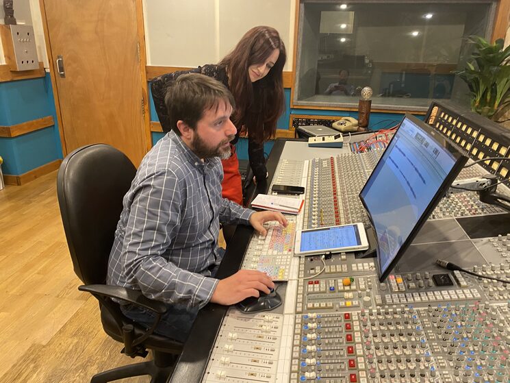 During the recording with Javier Salvador at Rockaway Studios