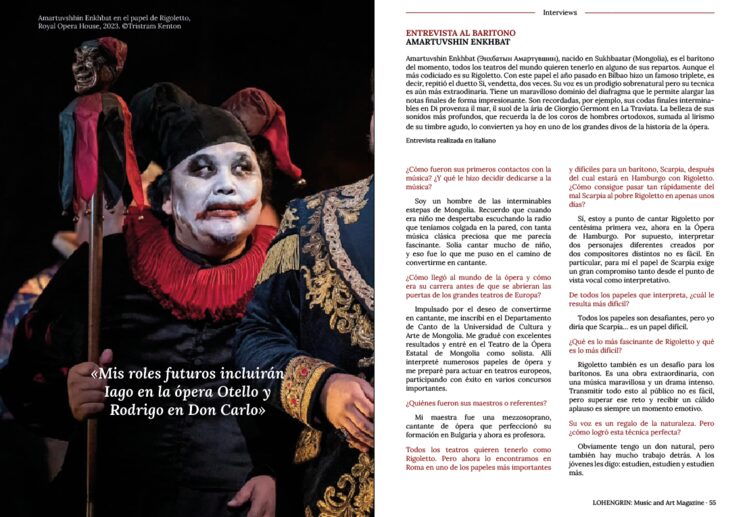 Entrevista al barítono A. Enkbath, publicada en el primer número