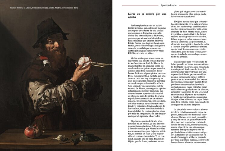 Artículo de arte sobre José de Ribera, publicado en el primer número