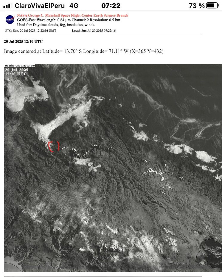 Entrada de nubes en la zona de prospección