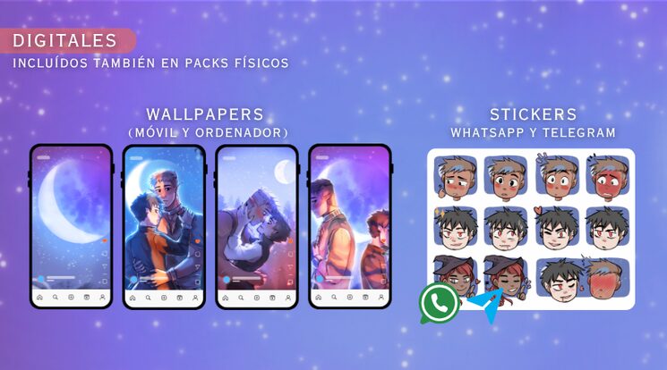Muestra de los wallpapers y las stickers digitales
