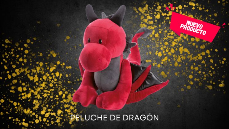 Peluche de dragón rojo.