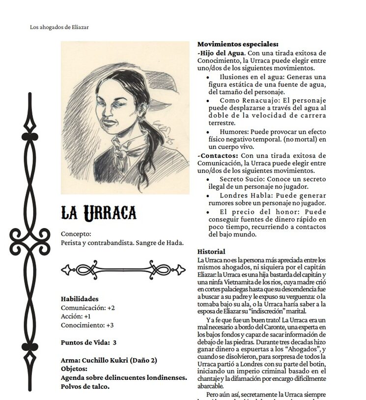 Fragmento de ficha de personaje.