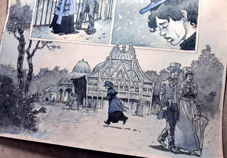La página 60 durante su proceso de coloreado.