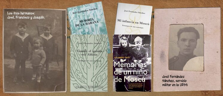 José Fernández y algunos de los libros que escribió.