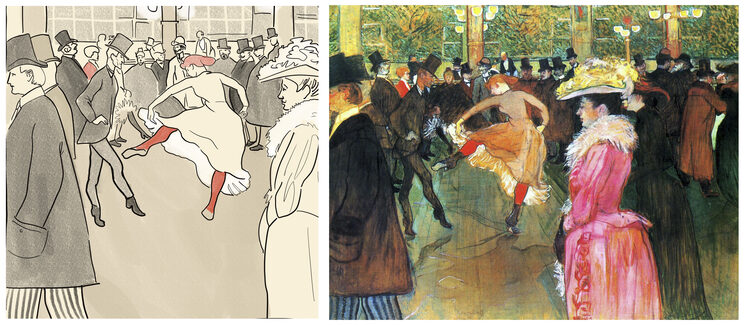 La obra de Toulouse Lautrec está muy presente en el cómic, (como no podía ser de otra manera)