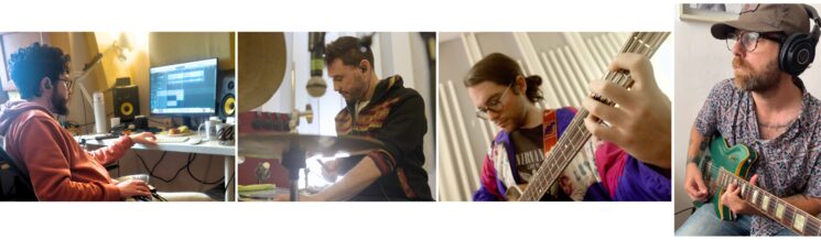 Instantáneas del proceso de grabación 1; de izquierda a derecha: Angel, Pablo,Jesús, Álvaro.