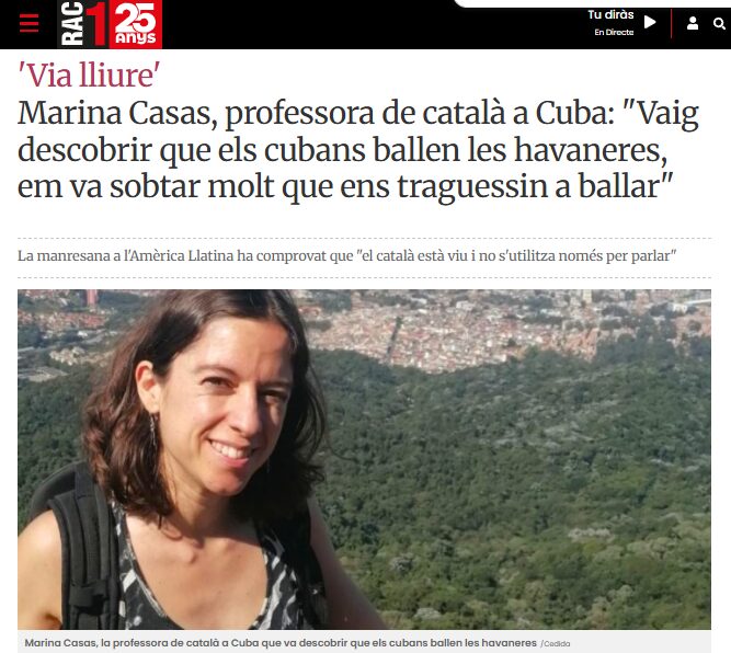 Entrevista de RAC1 a la coordinadora de Sant Jordi a la cubana, Marina Casas