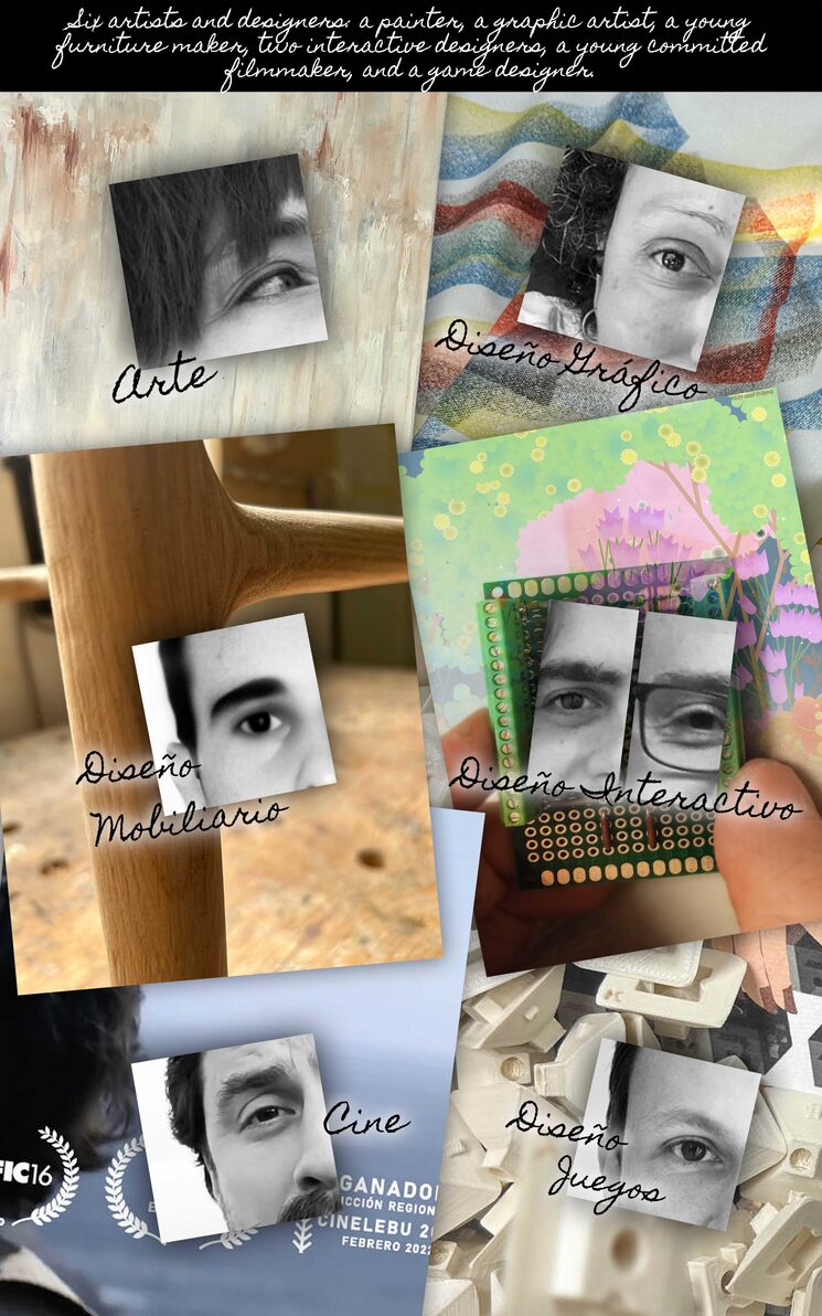 We explore pigments, wood, fabrics, electronic circuits, iron, polymers, electronic circuits, code, image, and video.