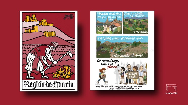 Las dos ilustraciones de nuestras recompensas molan mucho, mucho, y, de maneras diferentes, hablan de lo que somos como murcianas y murcianos :)
