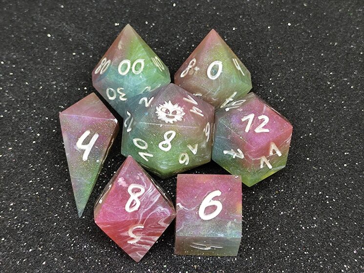 Muestra de los dados que hace Dungeons and Pelusi