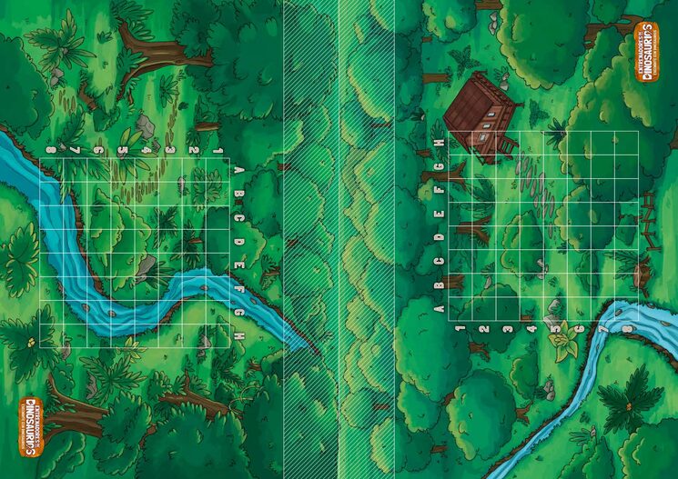 El tablero de juego va en un DINA 3 de papel estucado, 250 gr, impreso por las dos caras, cada una con un nivel de dificultad, un tablero con 8 x 8 casillas, otro con 12 x 10 casillas.