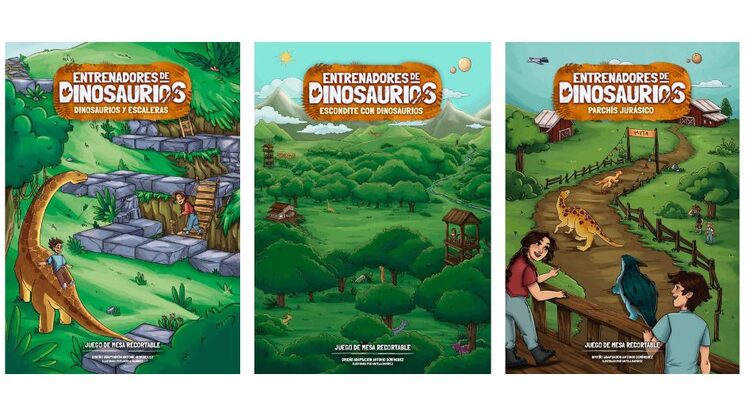 Se ha diseñado una versión jurásica de tres juegos de mesa de toda la vida para acompañar el lanzamiento de las novelas: el parchís (ahora Parchís jurásicos), serpientes y escaleras (ahora Dinosaurios y escaleras) y batalla naval (ahora Escondite con dinosaurios). Estas son las portadas que acompañan a cada juego.