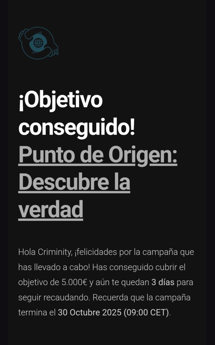 ¡Objetivo conseguido! Gracias a todos, el caso se hará realidad 