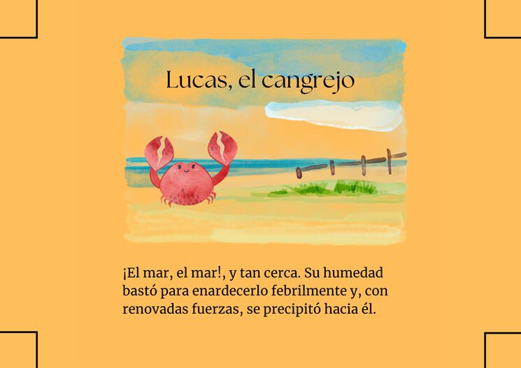 Un fragmento del texto y una ilustración provisional