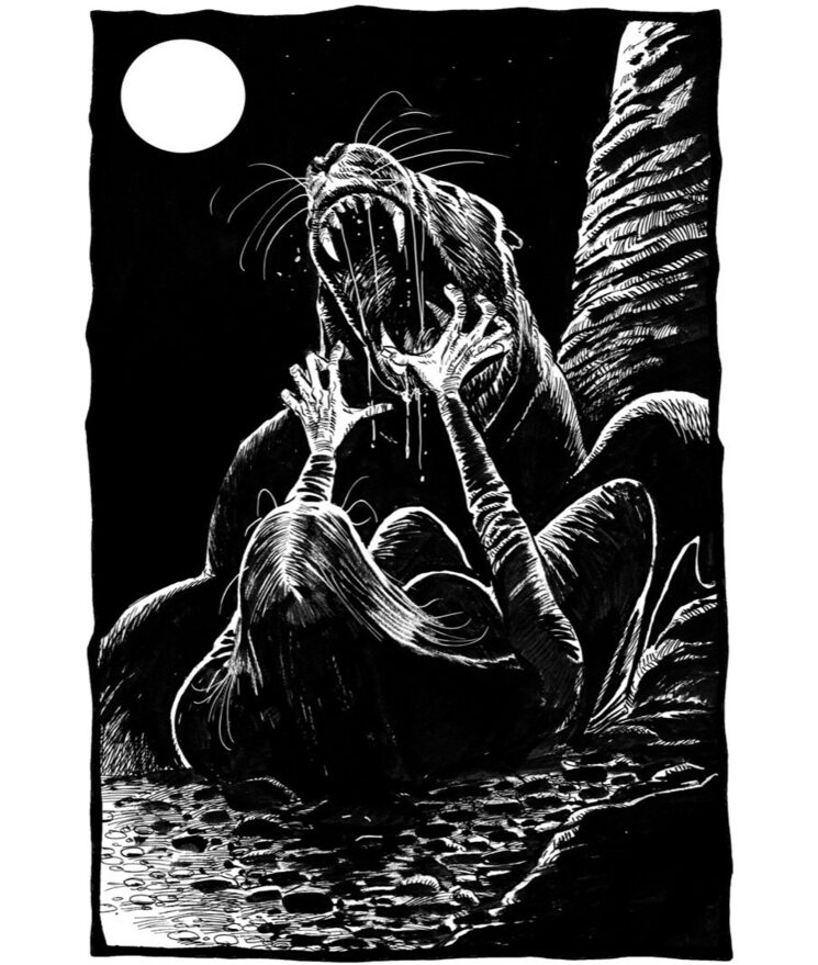 Una foca gigante está a punto de devorar a una mujer ¿indefensa? en las proximidades de Hangman´s Head. Y es que la propia naturaleza se rebela contra el orden y las costumbres en esta pesadilla celta que es “The Banshee´s cry”.